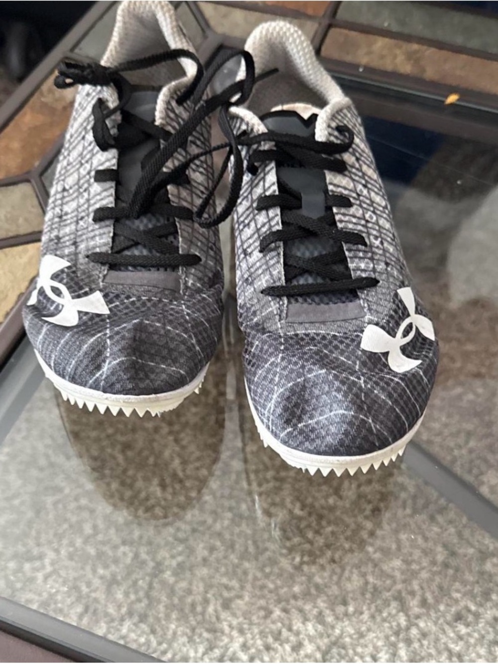Under Armour Black and Gray track cleats Shoe - womans US 8